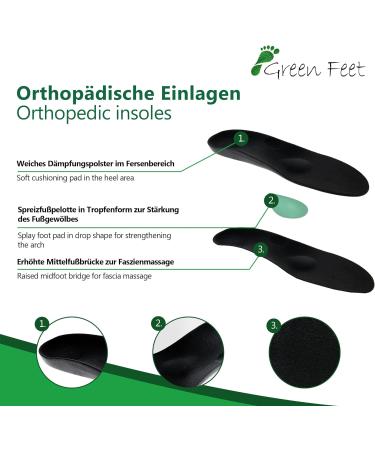 Green Feet Maximum Support Insoles for Heel Spurs & Flatfoot - Orthopedic Shoe Inserts Size 43-44 EU - Buy Online on GoSupps.com
