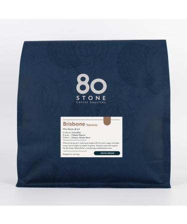 Brisbane Espresso Brazil 1Kg Coffee Beans - 80 Stone Coffee Roasters - Medium Roast Speciality Grade - Compostable Bag - Fresh Roast Guaranteed