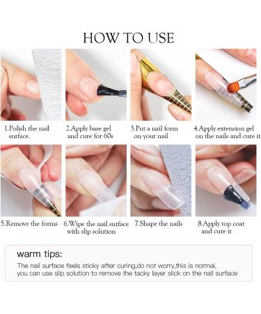 Nude Color Nail Extension Gel Kit with Nail Brush & 100Pcs Forms - UV/LED Builder Gel for Nails Art Beginners - Buy Online on GoSupps.com