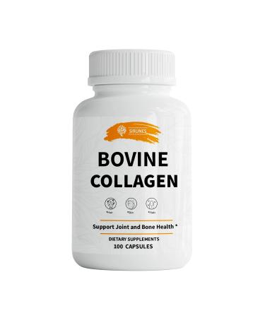 SIRUNES Bovine Collagen Supplements for Men and Women I Hydrolyzed Grass Fed Bovine Collagen Peptides Dietary Supplement for Joint Nerve & Bone Support - Non-GMO Anti-Aging - 100 Capsules