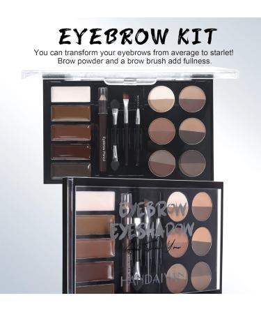 Eye Makeup Contour Kit & Eyebrow Stamp Set - 12 Powders 4 Stencils Waterproof International Shipping - Buy Online on GoSupps.com