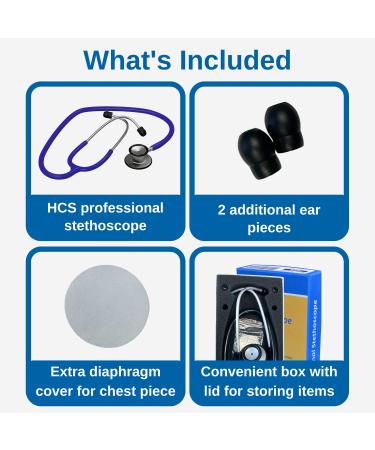 HCS Stethoscope - Lightweight Design - 360 Dual Head Chest Piece - Blue - Ideal for Nursing Students, Doctors, and Vet Techs - Buy Online on GoSupps.com