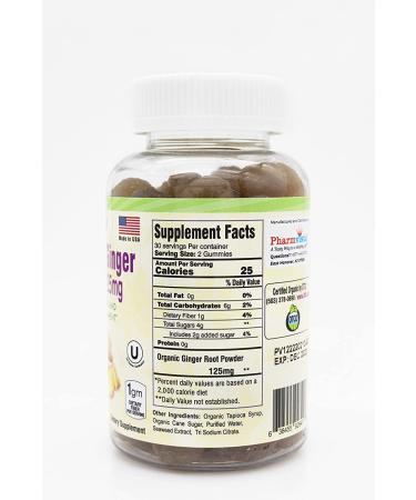 Organic Ginger Gummies 125mg for Nausea Management and Digestive Health  60 Count - Buy Online on GoSupps.com