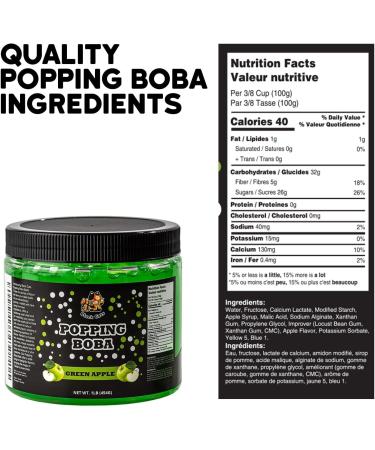 Popping Boba Pearls | 1LB (454g) | Bursting Tea Balls for Drinks Desserts Smoothies and Snack Toppings | Bubble Tea Tapioca Pearls Mix Kit (Green Apple) - Buy Online on GoSupps.com