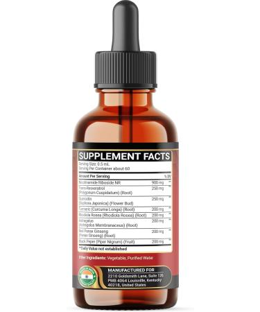 Penhoment 8in1 NAD+ Liquid Drops w/Nicotinamide Riboside NR 900mg, Quercetin 250mg, Trans-resveratrol 250mg and 5 More Herbals - Cellular Energy & Repair, Vitality, Healthy Aging - 2 Month Supply - Buy Online on GoSupps.com