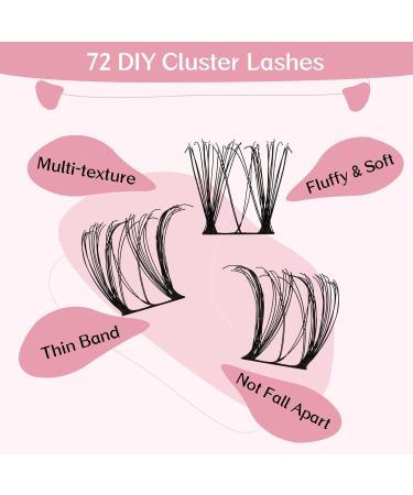 72 Pcs Individual Cluster Lashes | DIY Lash Extension | 10-16mm Volume Wispy Lashes | Super Thin Band | Reusable & Comfortable | Sassy C-8-16mix - Buy Online on GoSupps.com