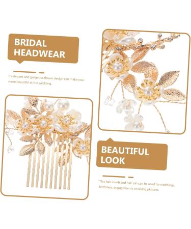 Housoutil 1 Set Wedding Hair Comb Hair Barrettes Hair Clips Bridal Tiara Wedding Bun Comb Pearl Hair Comb Pearl Hair Clip Rhinestones Bride Hair Accessories Copper Wire - Buy Online on GoSupps.com