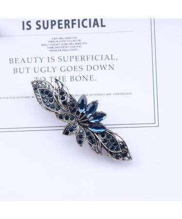 Aneneiceera Blue Crystal Wedding Hair Clip Barrette Molan Rhinestone Black Hair Barrette Clips Bling Bridal Headpieces Head Clip Headwear Crystal Bride Hair Accessories for Women and Girls (Lotus) - Buy Online on GoSupps.com
