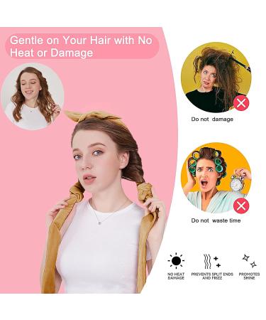 Heatless Lock Winder & Curl Band Set - Non-Slip DIY Hair Curler for Medium Long Hair (Khaki) - Buy Online on GoSupps.com