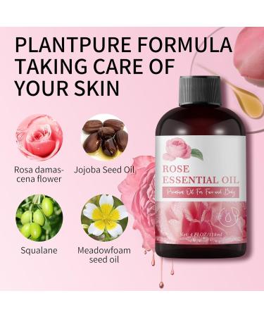Rose Essential Oil - Pure Organic Rose Oil for Face Diffuser Soap & Candle Making - 4OZ Natural Body & Hair Oil Gifts - Buy Online on GoSupps.com