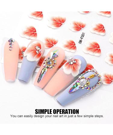 5D Nail Art Stickers Self Adhesive Nail Stickers Nail Decoration Fashion Accessories Embossed Flowers Self Adhesive Nail Decoration for Manicure Nail Art Supplies - Buy Online on GoSupps.com