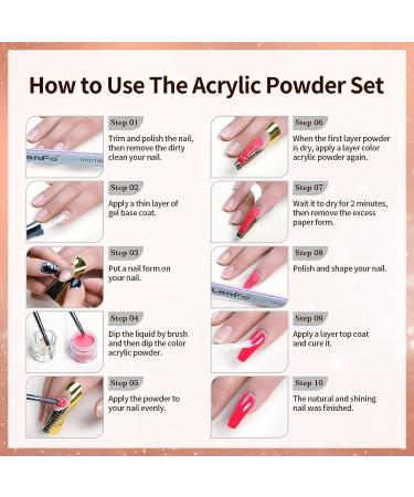 LanFo Acrylic Powder Set - 12 Colors Kit for Professional Acrylic Nails Extension - Nude, Brown, and Orange Shades - No Nail Lamp Needed - Buy Online on GoSupps.com