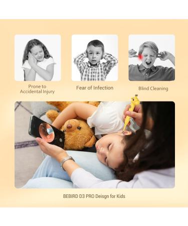 Bebird Ear Wax Removal Kit for Kids | Visual Ear Cleaner with Camera for iPhone, iPad, Android | 12Pcs Tips | D3 Pro Yellow - Buy Online on GoSupps.com