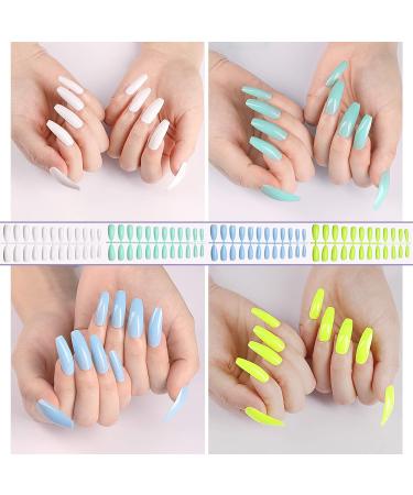 288 Pieces Extra Long Press on Nails 12 Solid Colours Ballerina False Nails Full Cover Fake Nails Artificial Nail Tips for Women Girls (Ballerina Nails) - Buy Online on GoSupps.com