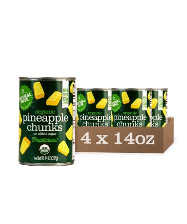 Natural Value Organic Pineapple Chunks 14 oz (pack of 4) Gluten Free Vegan GMO Free BPA Free No sugar added