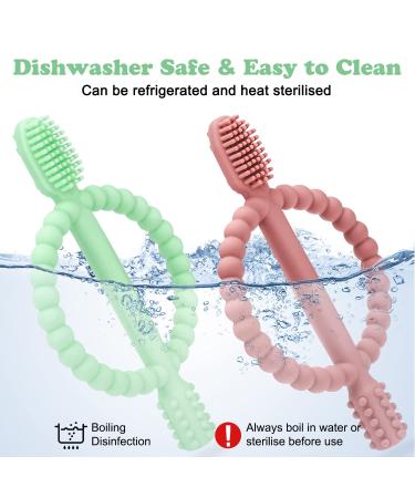 Buy BPA-Free Baby Biting Toys - 2 Pack Silicone Teething Rings for Kids Gum Massage - Bright Green & Caramel - Buy Online on GoSupps.com