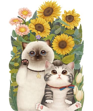 Sunflower & Cute Cat Toilet Lid Decals - Removable Self-Adhesive Stickers for Restroom Decor - Buy Online on GoSupps.com