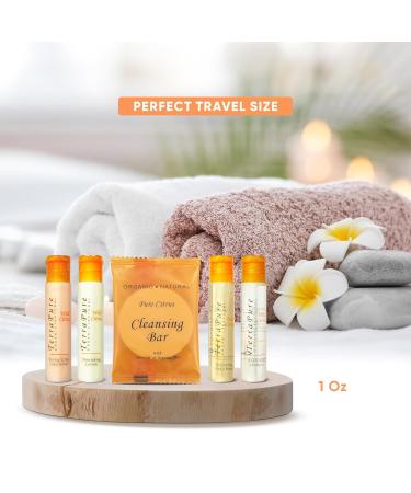 Terra Pure Wild Citrus Hotel Amenities Set - 300 Organic Paraben-Free 1oz Shampoo Conditioner Body Wash Lotion & Soap Bar - Ideal for International eCommerce - Buy Online on GoSupps.com