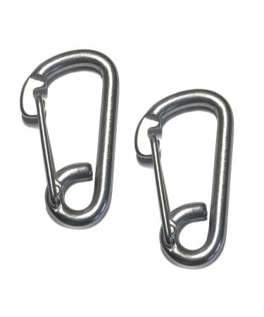 2 Pieces Stainless Steel 316 Spring Hook Carabiner 3/8" (10mm) Marine Grade Safety Clip
