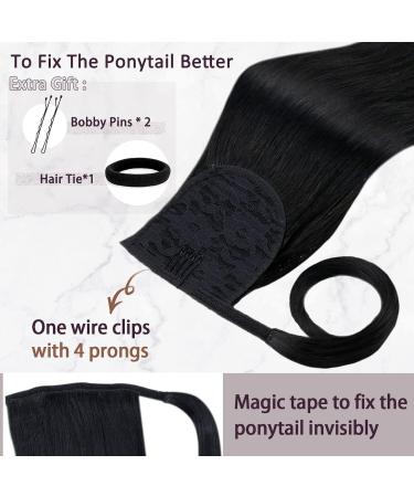 Runature 45cm Black Real Hair Braid Ponytail Extensions - Smooth Human Hair 80g Color #1 - Buy Online on GoSupps.com