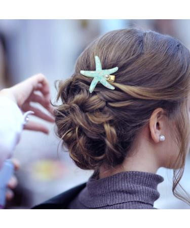 Starfish Hair Clip Set - Shell Pearl Barrettes for Women & Girls | Mermaid Hair Accessories for Beach Wedding Party - Pack of 8 - Buy Online on GoSupps.com