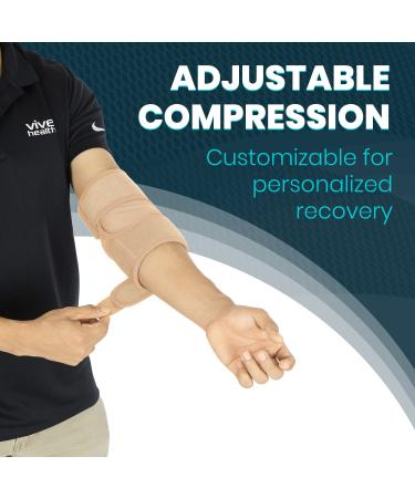 Vive Elbow Brace - Tennis Compression Sleeve for Golfers | Tendonitis Support Strap - Beige Standard - Buy Online on GoSupps.com