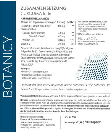 Buy Botanicy Curcuma Forte 3 Pack - High Bioavailability Curcumin with Vitamins C & D - 90 Hormone-Free Turmeric Capsules - Buy Online on GoSupps.com