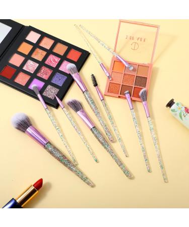 Buy Wllhyf 10-Part Glitter Crystal Brush Set | Professional Makeup Tools for Foundation Concealer Eyeshadow & More Bling Transparent Handle Green - Buy Online on GoSupps.com