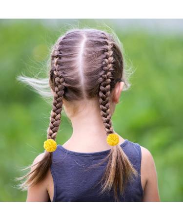 PAGOW 30pcs Baby Toddler Flower Ball Hair Ties for Girls in Multicolor - No-metal Stretchy Ponytail Holders (Korean Pink Blue Green Off-white Yellow) - Buy Online on GoSupps.com