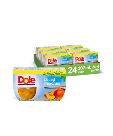 Dole Fruit Bowls Diced Peaches In Fruit Juice Healthy School Snacks 107ml 24 Cups Diced Peaches 107mL (Pack of 24)
