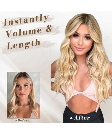 BARSDAR Clip In Hair Extensions - 5 PCs Long Wavy Synthetic Hair - 50 cm Butter Blonde - Thick & Natural for Women & Girls - Buy Online on GoSupps.com