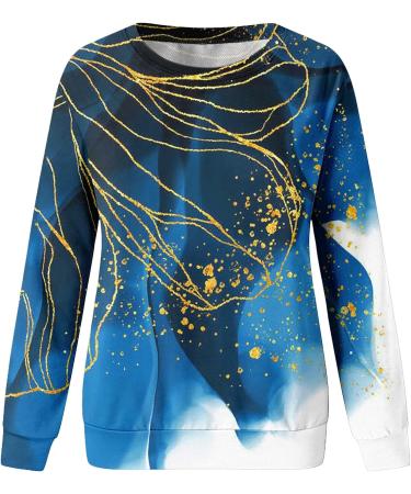DUOWEI Tall Women's Print Sweatshirt Pullover - Comfy O Neck Sweater for Women - C-blue Large - Buy Online on GoSupps.com