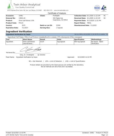 ProHealth Olive Leaf Extract (15% Oleuropein) (500 mg, 60 Veggie Capsules) 60 Count (Pack of 1) - Buy Online on GoSupps.com