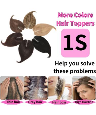 Medium Auburn Brown Human Hair Crown Topper - Swiss Base Hair Extension for Thinning Hair, Gray Coverage - 10inch 6 - Buy Online on GoSupps.com