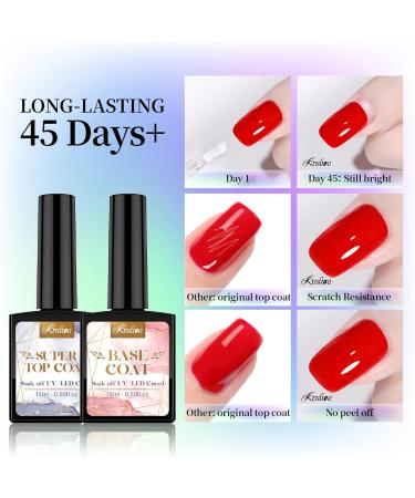 Kredioo Base Coat and Top Coat Gel Nail Polish 2 Pcs 15ML No Wipe Gel Top Coat Glossy Shine Finish for Soak Off UV Gel Polish Gel Base Coat for Builder Gel Natural Nails DIY Nail Art At Home Base Top Coat - Buy Online on GoSupps.com