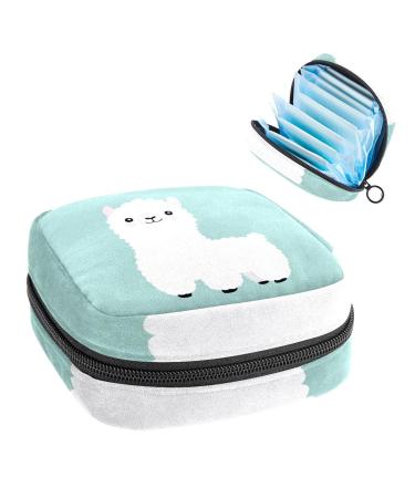 Sanitary Napkin Storage Bag Cute Llama Portable Menstrual Pad Bag for Teen Girls Store Panty Liners Tampons Sanitary Pads for Women Ladies Multi-colored 06