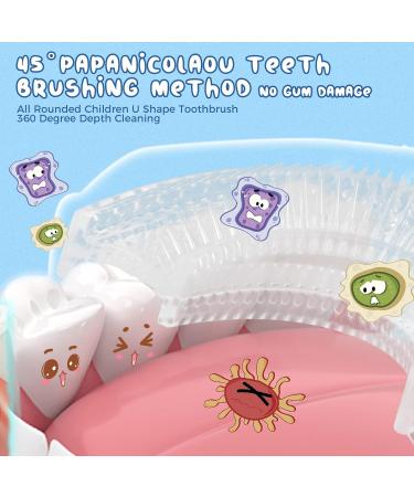 YOGINGO 2 Pack U Shaped Kids Toothbrushes | Food Grade Silicone | 360 Oral Cleaning | Cover Case | Toddler Age 2-6 - Buy Online on GoSupps.com