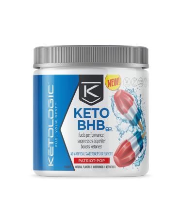 KetoLogic BHB Exogenous Ketones Powder + Electrolytes + Patented goBHB® for Max Results - Ketones Drink for Women & Men - Amplify Ketosis to Utilize Fat for Energy - 40 Servings - Patriot Pop Patriot-Pop (4 pk)