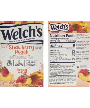 Welchs Singles To Go Variety! Strawberry Peach Cherry Pomegranate & Grape (Pack Of 6) pack - Buy Online on GoSupps.com