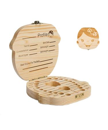 Baby Teeth Save Box Teeth Box Save Organizer for Baby Kids Wooden Tooth Box Children in Souvenir Wood Gift (Girl)
