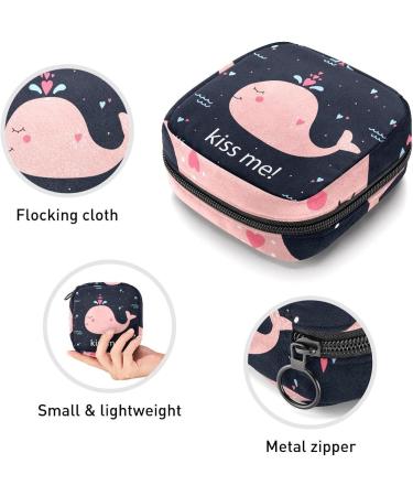 Kiss Me Pink Whale Sanitary Napkin Storage Bag | Menstrual Cup Pouch | Nursing Pad Holder | Tampon Bags | Portable Period Bag - Multi-colored - Buy Online on GoSupps.com
