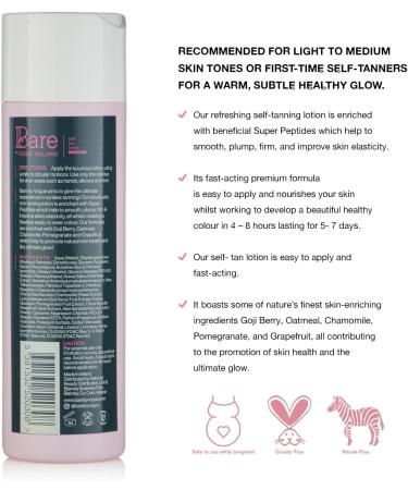 Bare by Vogue - Medium Tan Self-Tanning Lotion - Suitable for All Skin Types - Self Tanner for Face & Body - Long-Lasting Fake Tan - 200ML - Buy Online on GoSupps.com