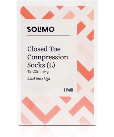 Solimo Closed Toe Compression Socks for Men & Women - Black, 15-20mmHg, Large, 1 Pair - Buy Online on GoSupps.com