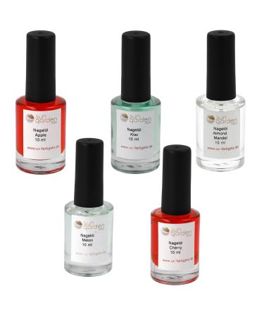 sun garden nails Nail oil in a brush bottle Set N 1 Peach Lemon Cherry Fruit Coconut 5x10ml