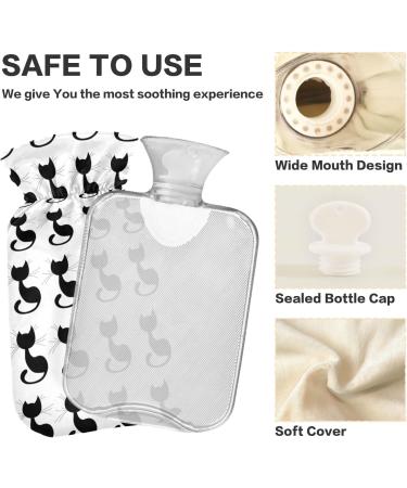Hot Water Bottle 2L with Cover - Black Cat Design for Pain Relief & Winter Warmth - Buy Online on GoSupps.com
