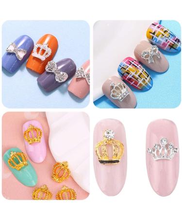 3D Nail Art Crown Studs - Silver/Gold Metal Alloy Charms for DIY Manicure Jewelry - Buy Online on GoSupps.com