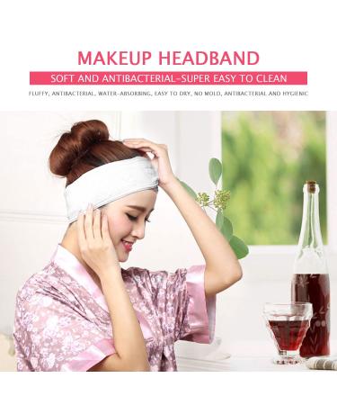3-Part Adjustable Makeup Headband for Spa & Beauty | Terry Yoga Headband with Self-Adhesive Loop & Hair Ties - Perfect for Facials & Skincare - Buy Online on GoSupps.com