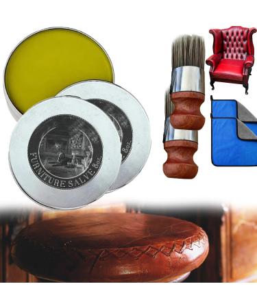 MAILEFU Wise Owl Furniture Salve Wise Owl Furniture Salve and Brush Furniture Salve for Wood Furniture Salve/Leather Salve with Boar Bristle Brush for Home Fix and Protect Your Furniture Pieces 2pcs