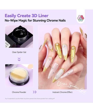  Saviland Saviland 5ml Clear Spider Gel with Gold and Silver Chrome Nail Powder - Buy Online on GoSupps.com