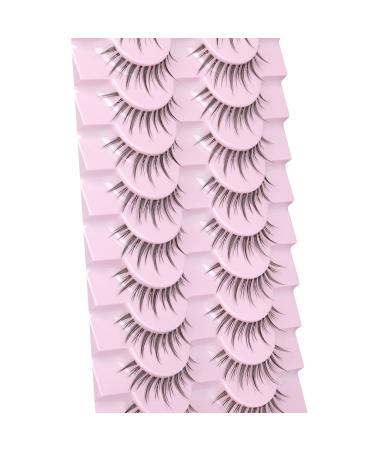wiwoseo False Eyelashes Japanese Styles Spiky Lashes Cosplay Natural Wispy Fluffy Lashes 3D Effect 16MM False Eyelashes 10 Pairs Pack A-14MM